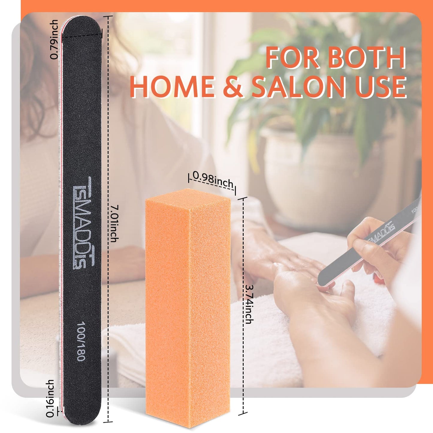 TsMADDTs Nail Files and Buffers, Professional Manicure Tools Kit Rectangular Art Care Buffer Block Tools 100 180 Grit 12PCS(Black) Beauty & Personal Care TsMADDTs