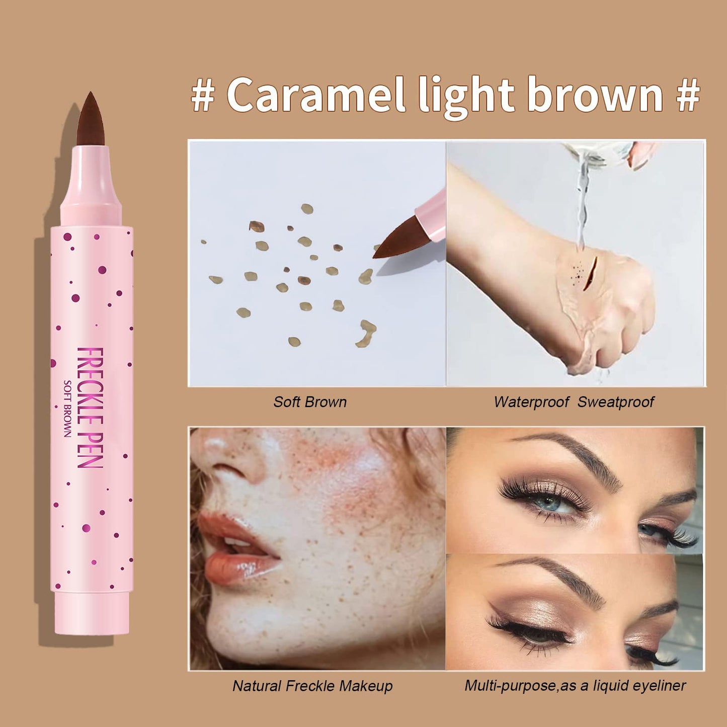 SUMEITANG Lifelike Freckle Pen - 2 Colors (Light Brown & Dark Brown), Waterproof, Quick Dry, Soft Dot, Natural, Magic Fake Freckles Makeup Pen Beauty & Personal Care SUMEITANG