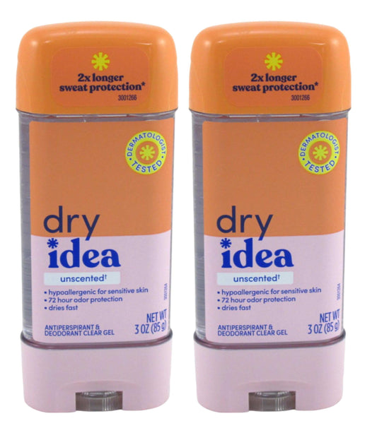 Dry Idea Deodorant 3 Ounce Gel Stick Unscented Antiperspirant (Pack of 2) Beauty and Personal Care Dry Idea