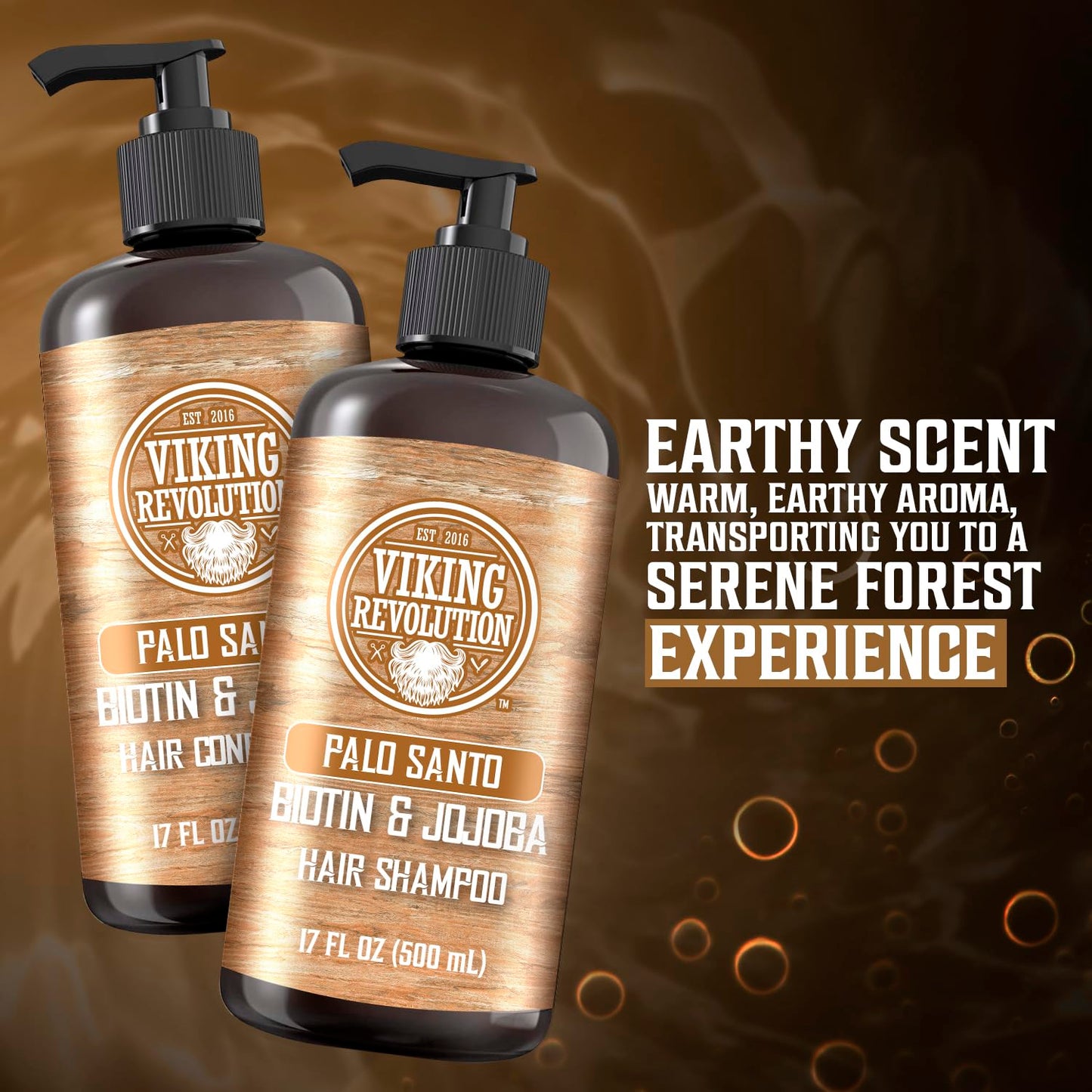 Viking Revolution Palo Santo Mens Shampoo and Conditioner Set with Biotin and Jojoba Oil - Natural Hair Shampoo and Hair Conditioner for Men Beauty & Personal Care Viking Revolution