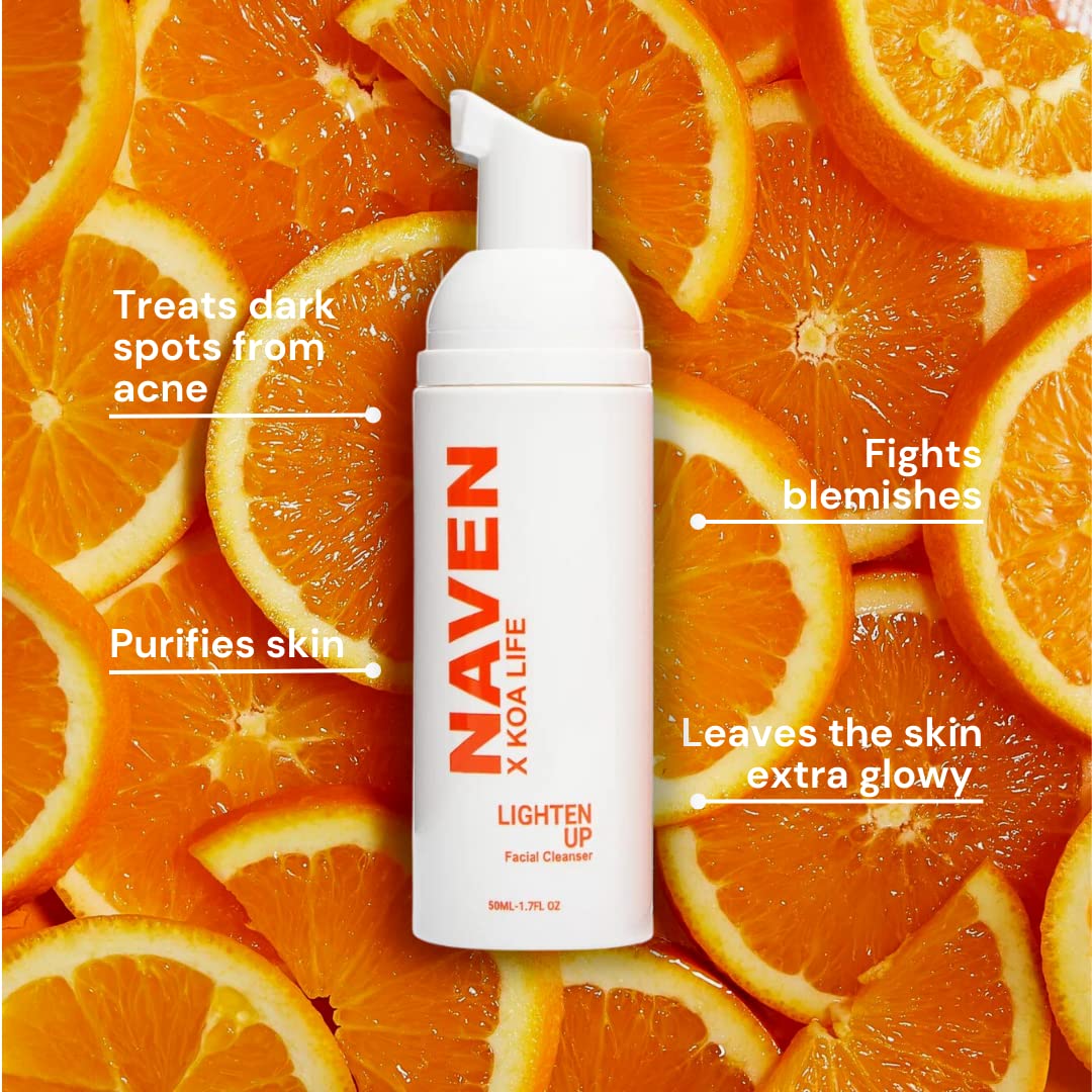 KOA LIFE X NAVEN Lighten Up - Anti-Blemish Facial Foam Cleanser, Purifies Skin, Vitamin C, Organic, Natural Ingredients - 1.7 Fl Oz Beauty & Personal Care KOA LIFE