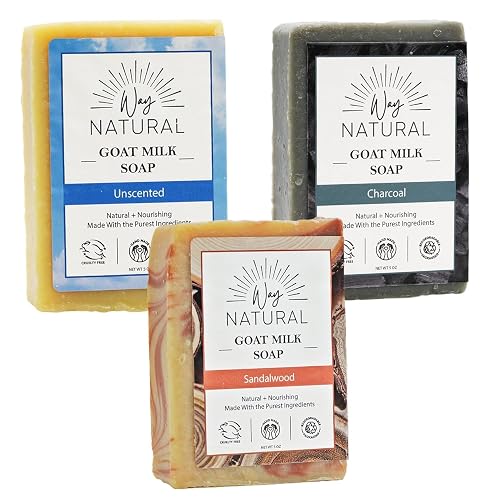 Way Natural Goat Milk Soap Bar (Variety 3 Pack) - Natural Bar Soap for Men & Women - Handmade w/Real Milk, Hands/Body - Premium, Gentle, No Dyes Beauty & Personal Care Way Natural