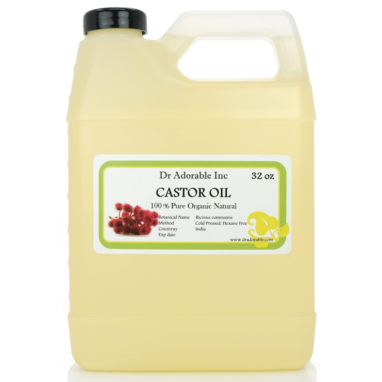 Dr Adorable - 32 Oz - Premium Castor Oil - 100% Pure Natural Organic Cold Pressed Virgin 1 Quart / 2 LB Beauty & Personal Care Dr Adorable