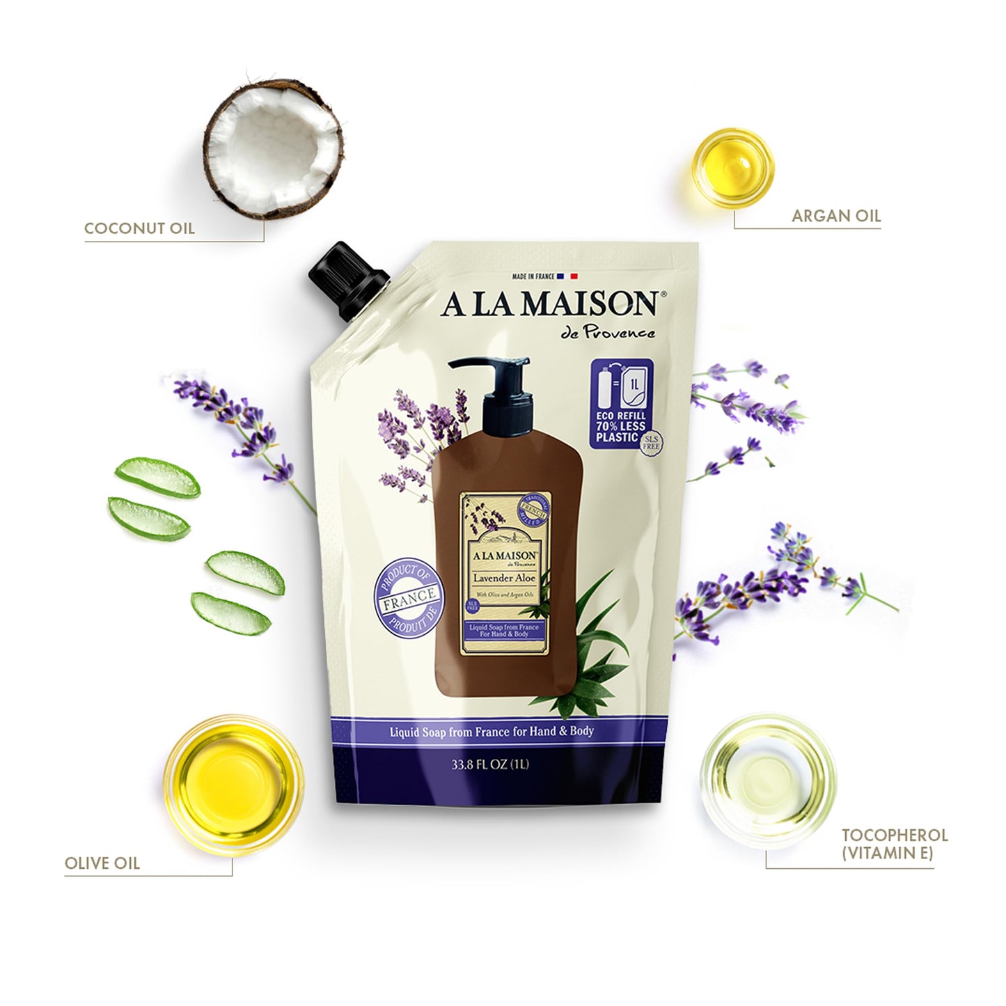 A LA MAISON French Liquid Hand Soap RefilL - Natural Hand Wash Made with Essential Oils - Biodegradable, Plant-Based, Vegan, Cruelty-Free (33.8 Fl Oz Beauty & Personal Care A LA MAISON