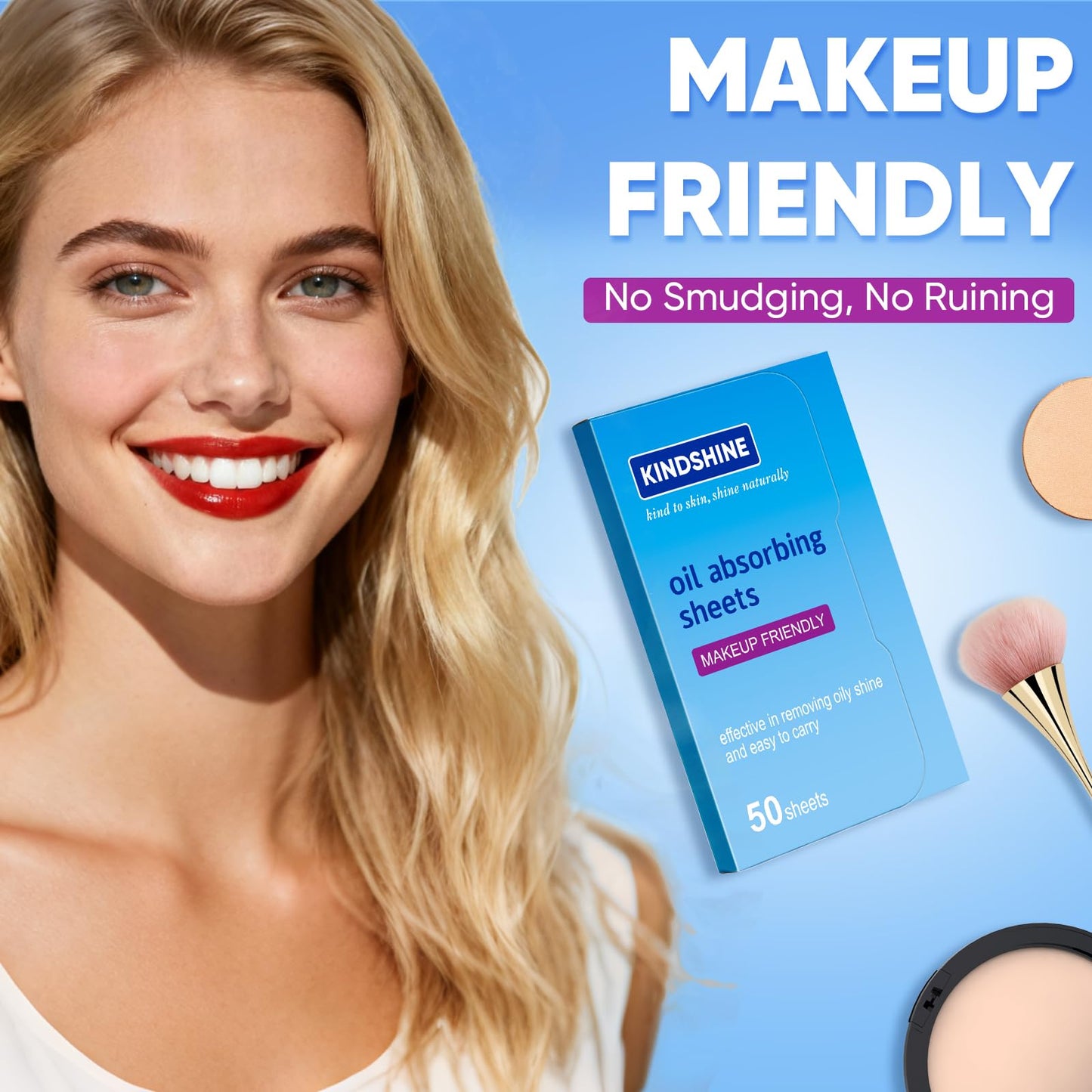KINESHINE 100P High-Performance Oil Absorbing Sheets for Face - Makeup Friendly Blotting Papers for Oily Skin - Oil Blotting Sheets for Face, Portable Beauty and Personal Care kindshine