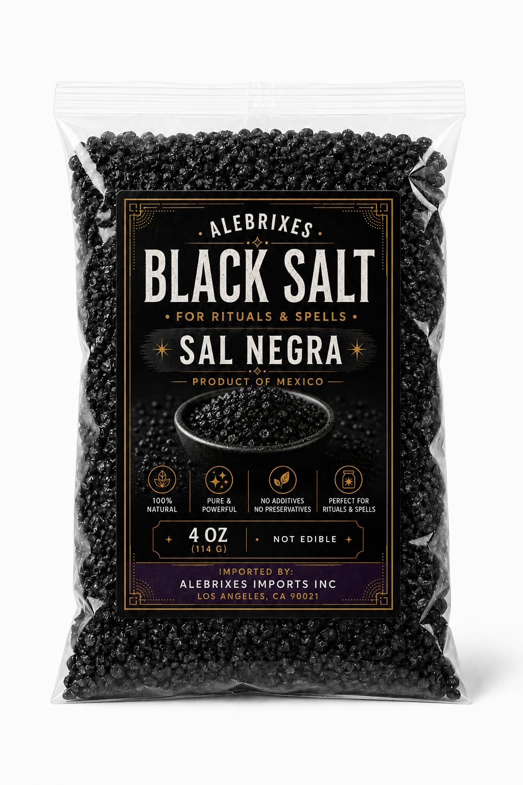 Alebrixes - Black Salt 4 Oz (114 g) - Black Salt For Protection Rituals - Sal Negra para Rituales de Proteccion - Witches & Wiccan Witchcraft Supplies Beauty and Personal Care ALEBRIXES