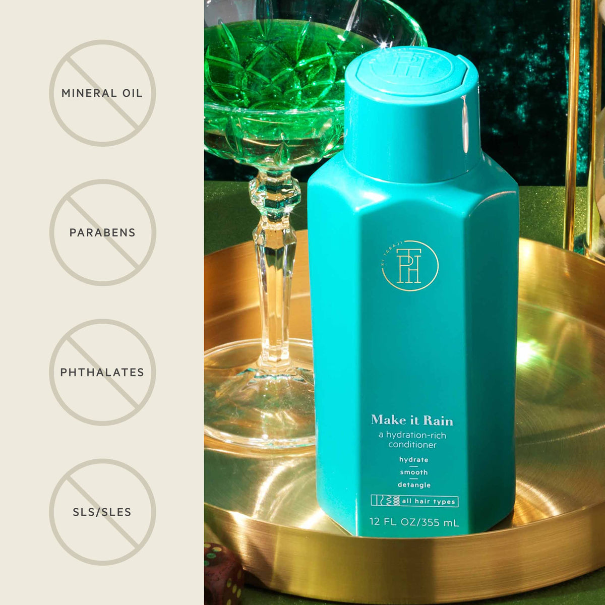 TPH BY TARAJI Make it Rain Hydrating & Strengthening Rinse Out Hair Conditioner with Aloe, Avocado Oil, & Moringa Oil | For All Hair Types| Vegan,