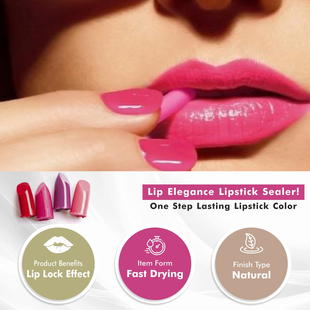 Lip Elegance Lipstick Sealer - Long Lasting Lipstick Sealer with Brush Applicator - Waterproof, Smudge Proof, Oilproof - All Day Liplock Effect 0.17 Beauty & Personal Care Lip Elegance