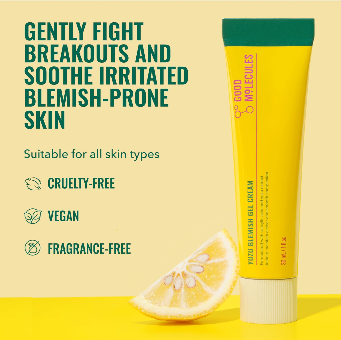 Good Molecules Yuzu Blemish Gel Cream - Lightweight Gel Moisturizer with Salicylic Acid (BHA) and Natural Extracts to Target Blemishes, Even Skin Beauty and Personal Care Good Molecules