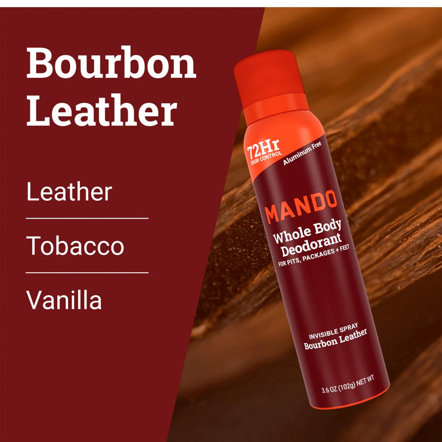 Mando Whole Body Men's Aluminum Free Invisible Spray Deodorant - Bourbon Leather - 3.6oz - Pack Of 01 Beauty and Personal Care Mando
