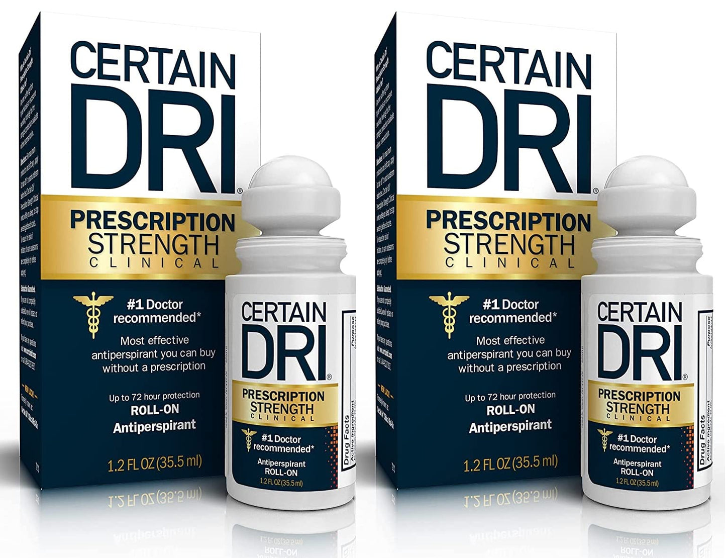 Certain Dri Prescription Strength Clinical Antiperspirant Roll-On Deodorant, Hyperhidrosis Treatment for Men & Women, Unscented, 1.2 Fl oz, 2 Pack Beauty and Personal Care Certain Dri