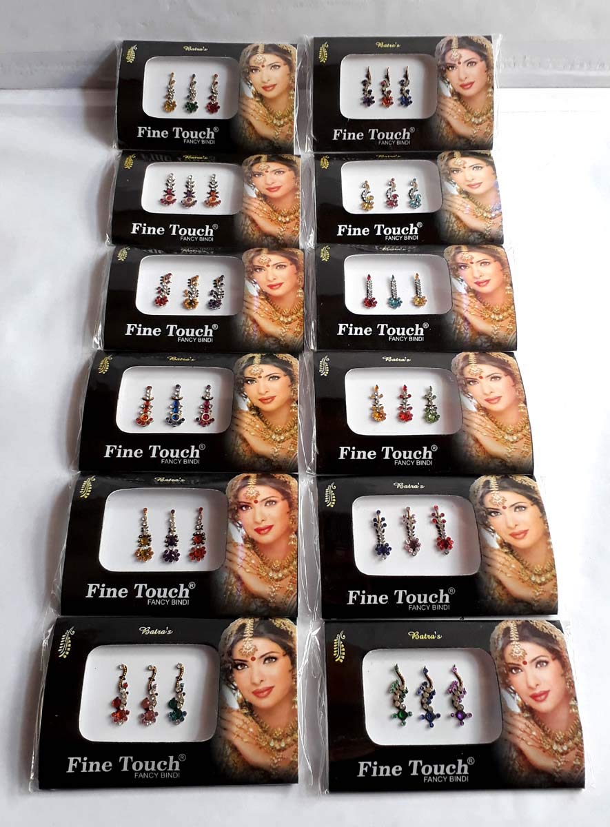 Indian Women Long Design Stylish Fashion Multi Color Border Fashionable Fancy Bindi Pack of 36 Sheets Beauty & Personal Care Hare Krishna Indian Store