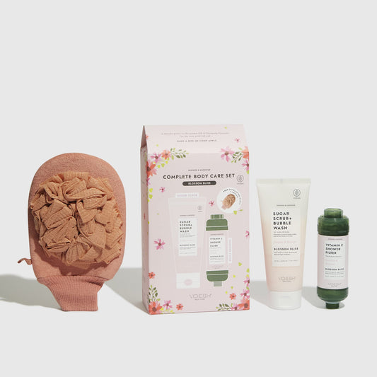 VOESH Shower & Empower Complete Body Care Set, Vitamin C Shower Filter, Exfoliating Loofah, Body Wash, Shower Care Set, Self-Care Kit, Vegan Skincare Beauty and Personal Care VOESH