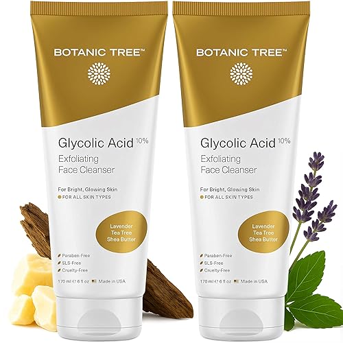 Botanic Tree Glycolic Acid Face Wash - Facial Cleanser For Skin Care, Treatment Scrub, 10% Glycolic and Salicylic Acid 6 fl. oz (2 pack) Beauty & Personal Care Botanic Tree
