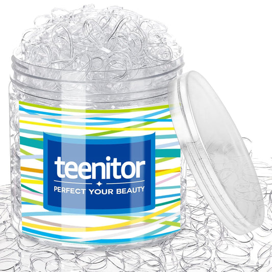 Teenitor Clear Elastic Hair Bands, 2000pcs Mini Hair Rubber Bands, Hair Ties, Soft Hair Elastics Ties, 2mm in Width and 30mm in Length Beauty and Personal Care Teenitor Default Title