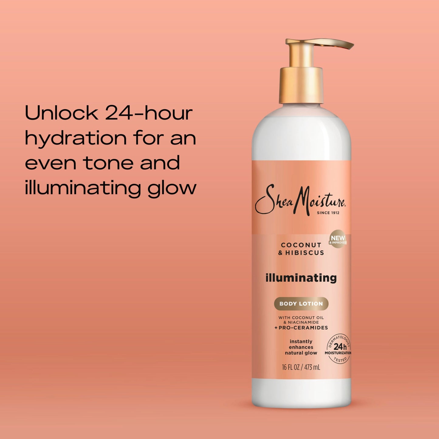 SheaMoisture Illuminating Body Lotion with Coconut Oil, Hibiscus, Niacinamide and Pro-Ceramides, Instantly Enhancing Skin's Natural Glow, 24H Beauty & Personal Care Shea Moisture