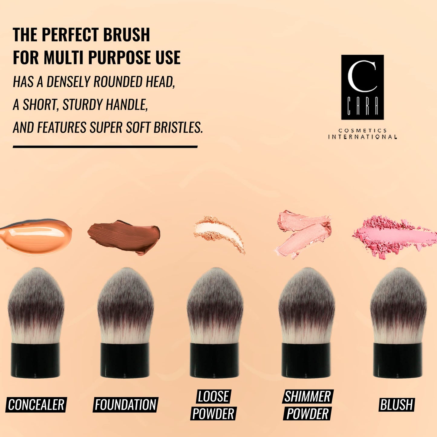 CARA Cosmetics Kabuki Brush #17 - Compact Makeup Face Brush, Blending Brush for Loose Powder, Blush, Foundation. Bronzer & Liquid Makeup, Seamless Beauty & Personal Care C CARA COSMETICS INTERNATIONAL