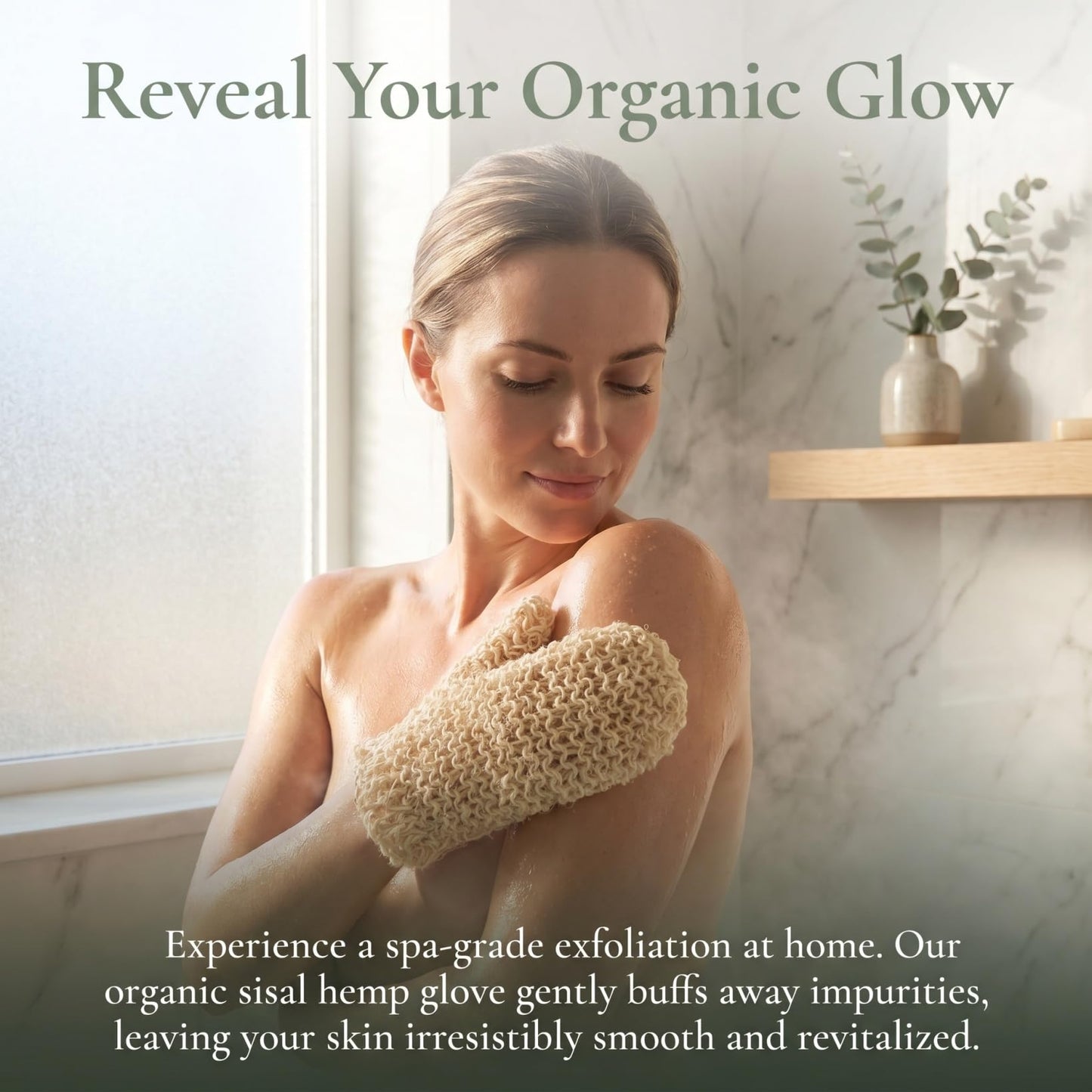 TOVINANNA Sisal Exfoliating Glove for Body Scrub - Natural Woven Bath Mitt with Thumb Hole for Men & Women, Shower Skin Scrubber Mitten for Home Spa Beauty and Personal Care TOVINANNA