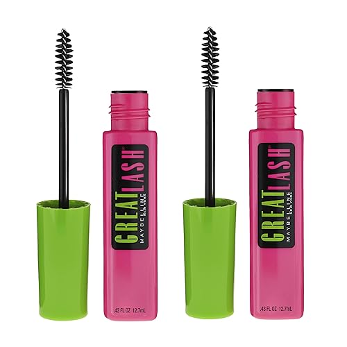 Maybelline Great Lash Washable Mascara Makeup, Volumizing Lash-Doubling Formula That Conditions As It Thickens, Very Black, 2 Count Beauty & Personal Care MAYBELLINE
