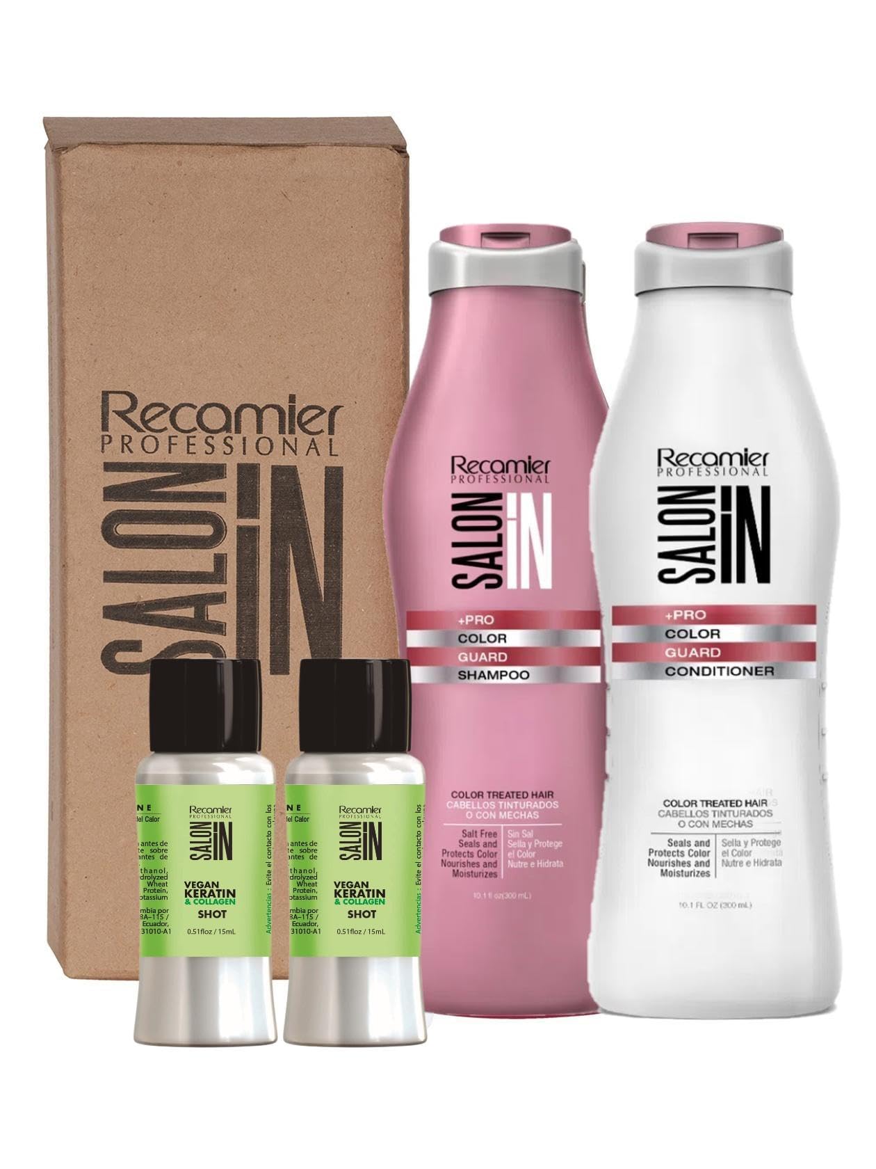 RECAMIER Dyed Hair Shampoo Conditioner 10.1 oz Set UV Protectant + 2 Nano keratin Shots Beauty & Personal Care RECAMIER PROFESSIONAL SALON IN