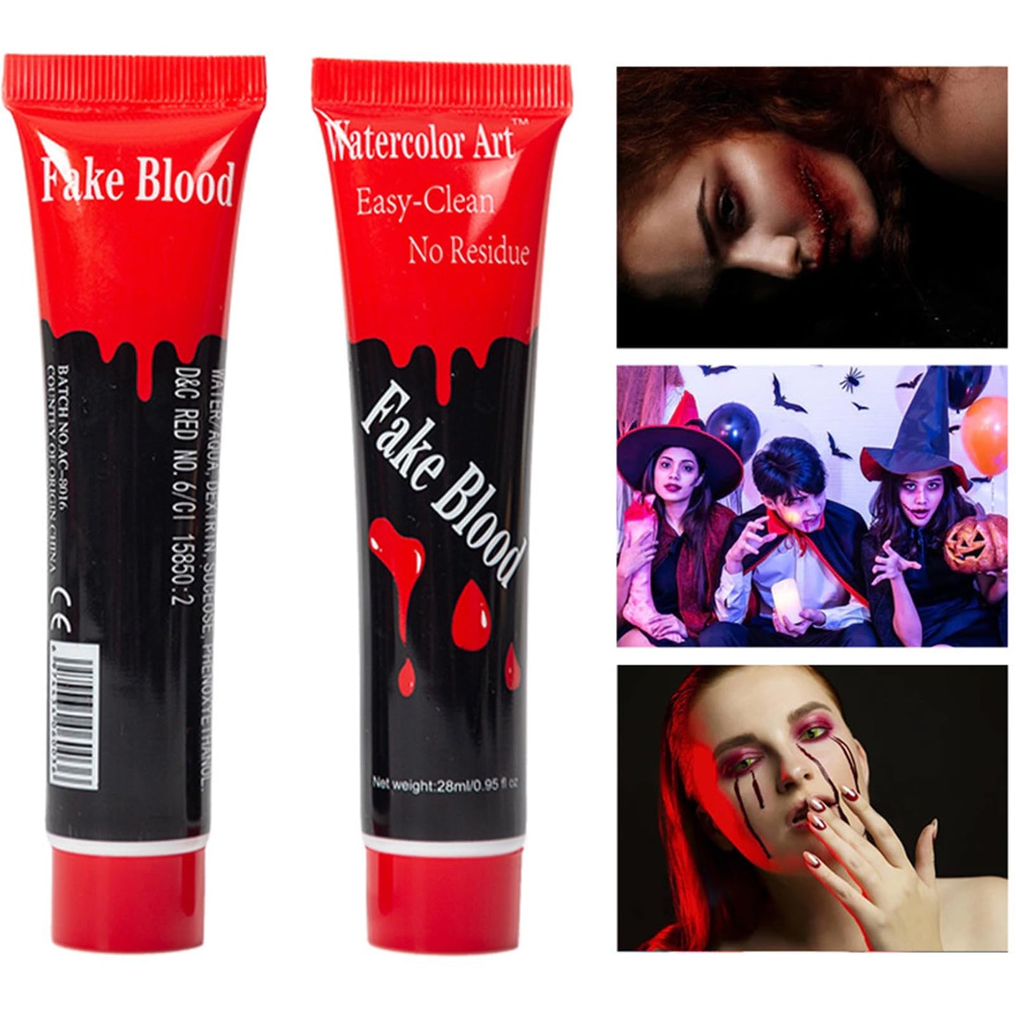 Halloween Fake Blood Washable, Halloween Blood Splatter Realistic Effect Sticky Blood for Clothes, Zombie Bride, Clown, Vampire and Monster, Halloween Beauty & Personal Care KSIEE