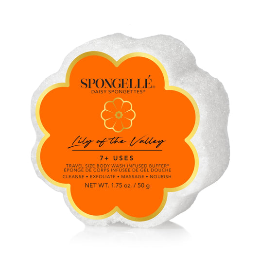 Spongellé Lily of The Valley Daisy Spongette Bath Sponge - Built-in Body Wash & Body Scrubber, Shower Loofah Sponge for Women, Travel Essentials - 7+ Beauty and Personal Care SPONGELLÉ