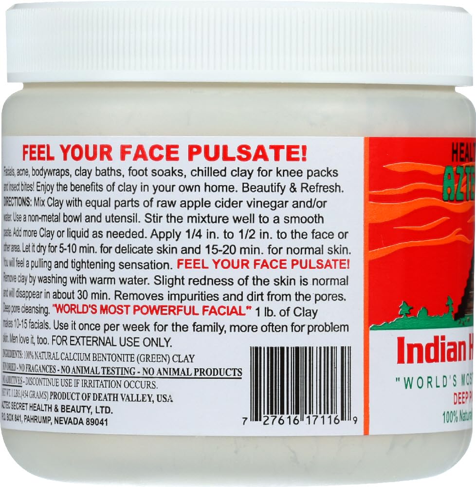 Aztec Secret Indian Healing Clay, Deep Pore Cleansing, Facial & Body Mask - The Original 100% Natural Calcium Bentonite Clay, 1 Pound - 5 Pack Beauty & Personal Care Aztec Secret