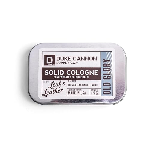 Duke Cannon Solid Cologne - Old Glory Premium Concentrated Cologne Balm, Fresh Tobacco, Amber, and Leather Scent, 1.5 oz. Travel Tin Beauty & Personal Care Duke Cannon Supply Co.