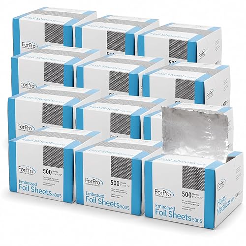 ForPro Professional Embossed Pop-Up Hair Foil Sheets for Salon Hair Color & Highlights, Pre-Cut Aluminum Foils, Non-Slip Embossed Texture, 5" W x Beauty & Personal Care ForPro Professional Collection