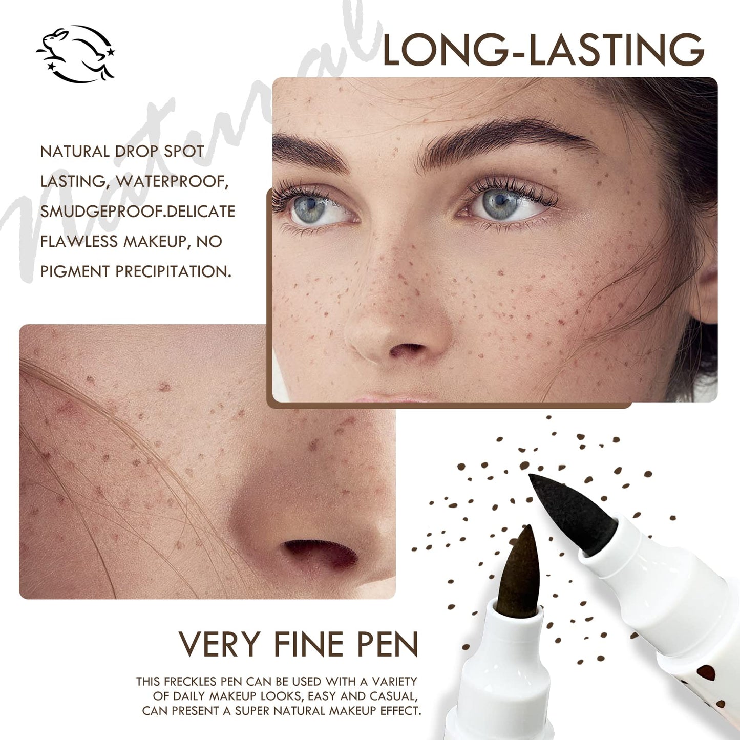 KYDA 2 Pcs Freckle Makeup Pen, Natural Lifelike Freckle Makeup Magic Color, Waterproof Longlasting Soft Dot Sopt Pen, for Natural Effortless Beauty & Personal Care KYDA