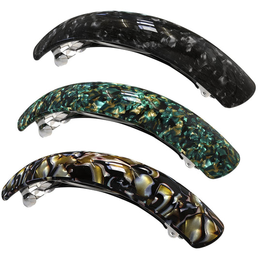 HYFEEL Large Hair Barrettes for Women Fine Thick Hair, French Barrette Hair Clips Ponytail Clamps Clasp Stylish Hair Accessories- 3Pcs (Black, Brown Beauty & Personal Care HYFEEL