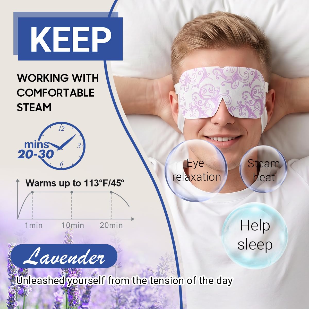 16 Packs Steam Eye Masks for Dry Eyes, Lavender Heated Eye Mask, Relief Tired Eyes & Dark Circle, Warm Compress for Puffiness, Disposable Travel Beauty and Personal Care ProCIV