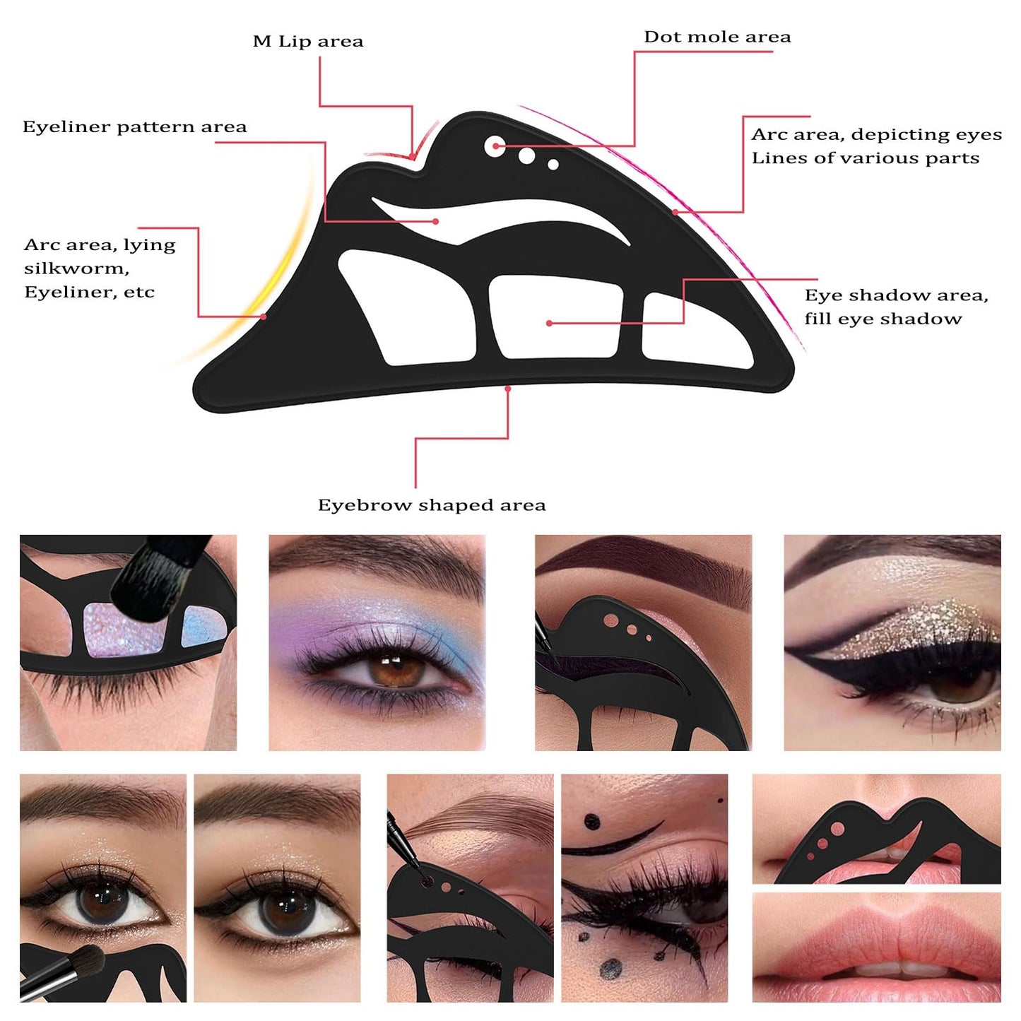 NFAMRZCAR 2PC Eyeshadow Stencil 5 in 1 Silicone Eyeshadow Tool,Reusable Eye Makeup Aid Stencils,Eye Makeup Aid, for Make Up Beginners&Women (Black) Beauty & Personal Care NFAMRZCAR