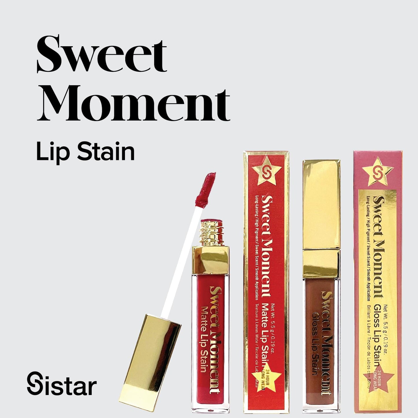 Sistar Sweet Moments Gloss Lip Stain Long-Lasting Glossy Finish Vivid High Pigment Colors Smooth and Sweet 1.5 mL / 0.05 fl. oz. (Nude Peach) Beauty & Personal Care Sistar