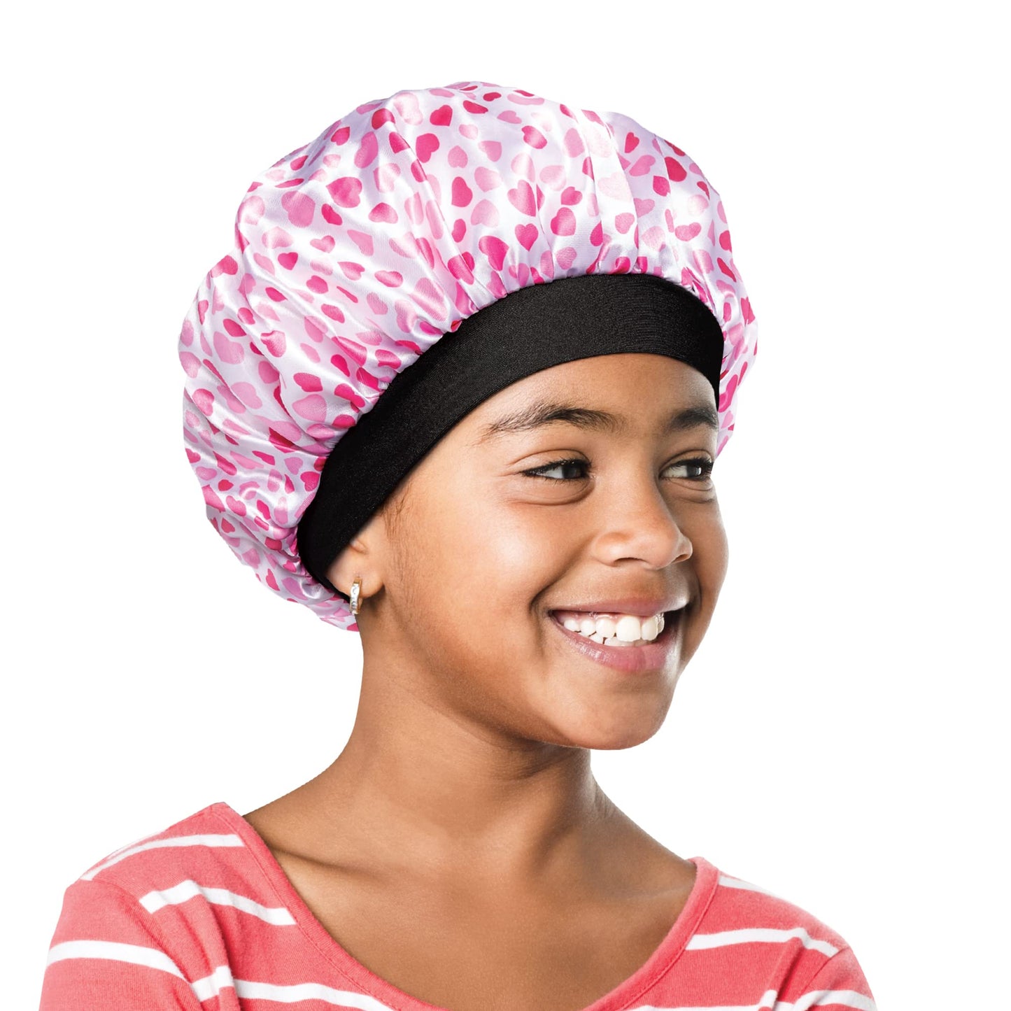 Red by Kiss Kids Satin Bonnet with Wide Band, Sleep Cap for Kids, Bonnet for Boys and Girls (Heart) Beauty and Personal Care Red by Kiss