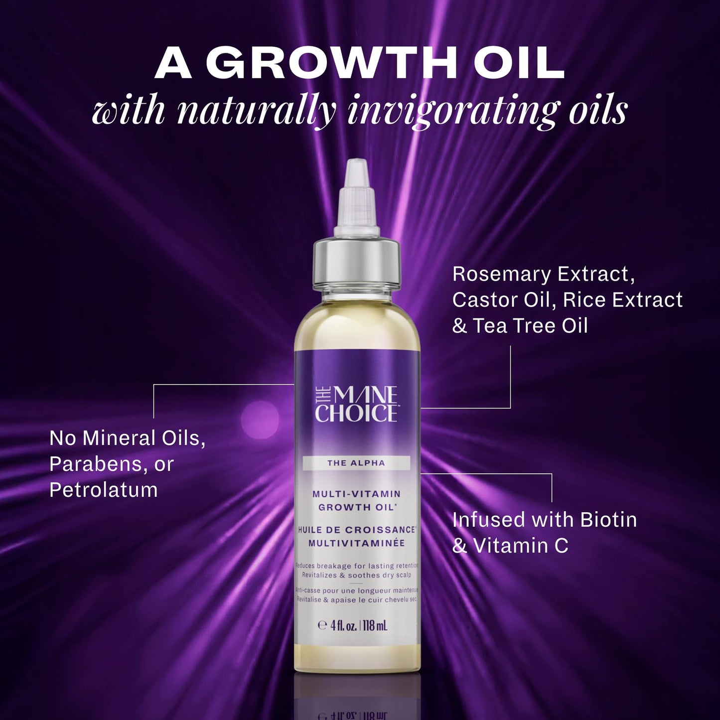 The Mane Choice Alpha Multi-Vitamin Scalp Hair Growth Oil, 4 Fl Oz, 1 Pack, Nourishing Scalp Oil with Biotin, Vitamin C, Rosemary, Rice Extract Beauty & Personal Care The Mane Choice