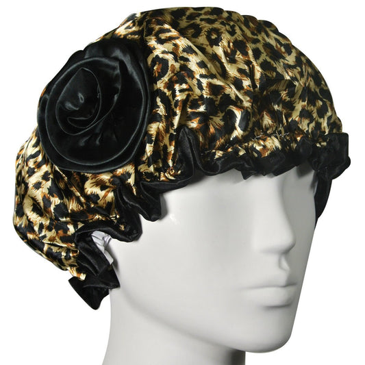 Kella Milla Stylish Satin Shower Cap - Brown Leopard Beauty and Personal Care Kella Milla