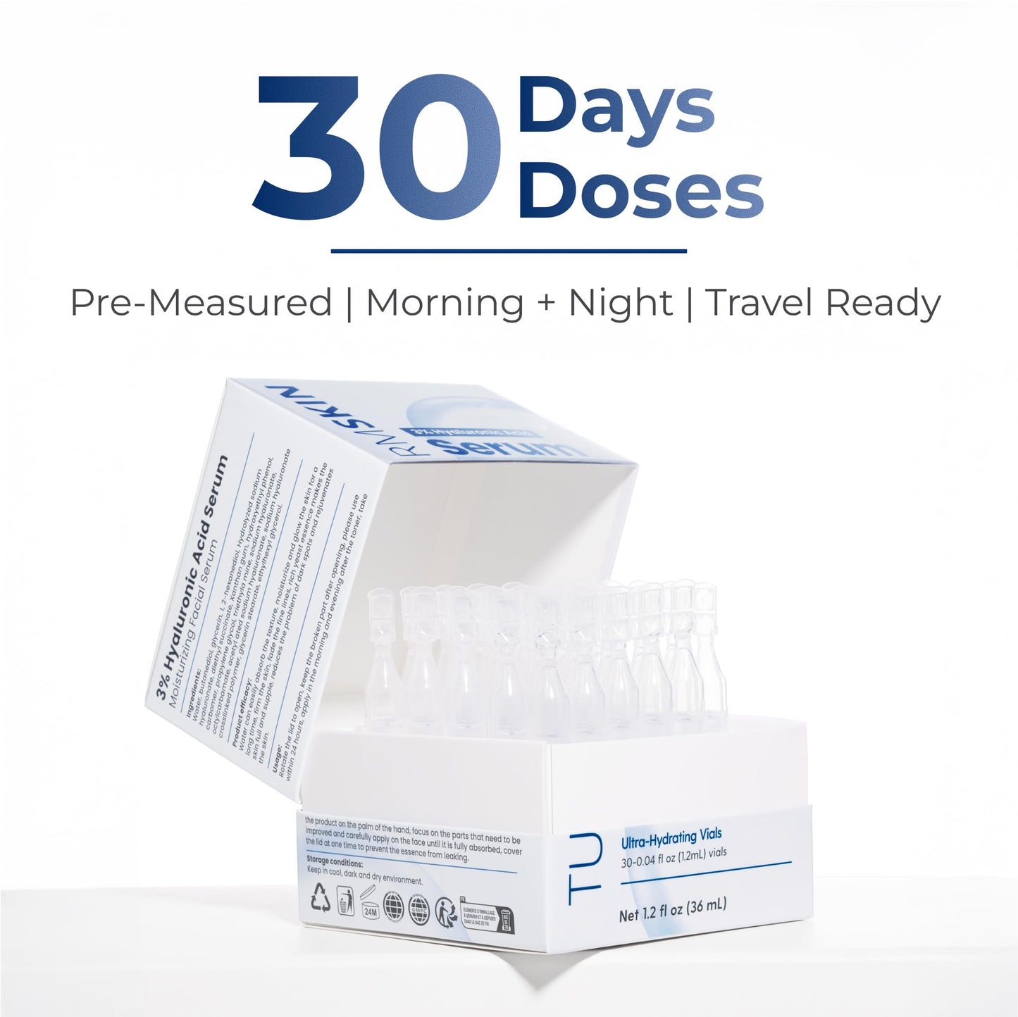 TURMSKIN® Hyaluronic Acid Serum Ampoules [ULTRA HYDRATING VIALS] - 3% Hyaluron Booster for Glass Skin & Anti Aging - 24 Hours Hydration - Soft PE Beauty and Personal Care Turmskin