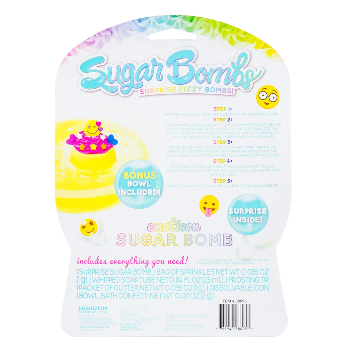 Sugar Bombs by Horizon Group USA, Design & Decorate Your Own Emoticon Themed Fizzing Bomb. Fizz In Bowl to Revel Hidden Surprise Gift. Embellish… Beauty & Personal Care Sugar Bombs