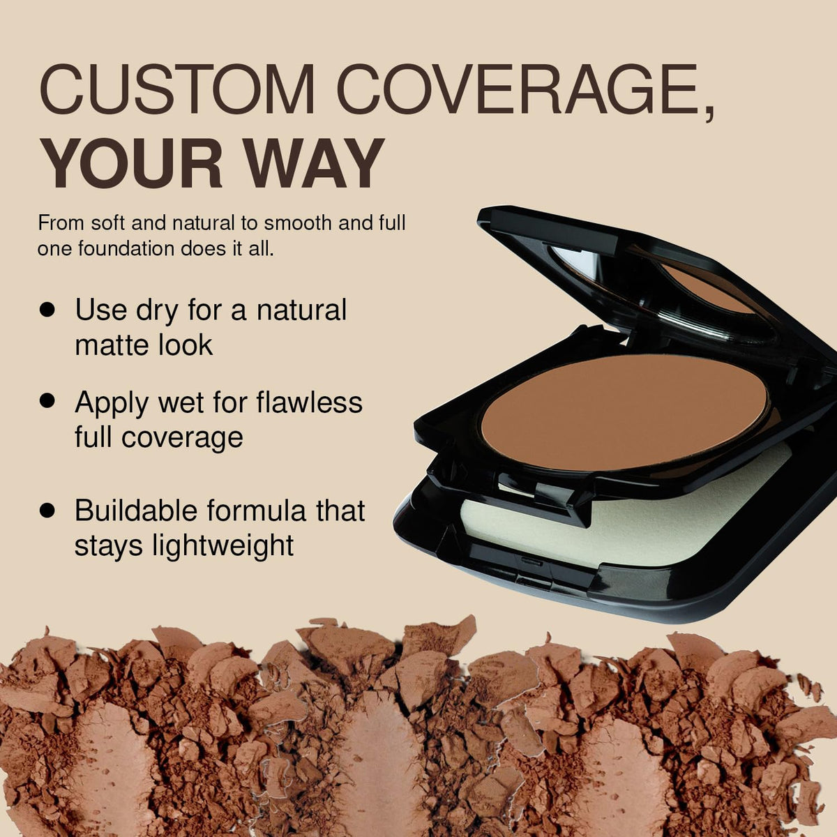 Palladio Dual Wet and Dry Foundation with sponge and Mirror, Squalane Infused, Apply Wet for Maximum Coverage or Dry for Light Finishing and Touchup Beauty & Personal Care Palladio