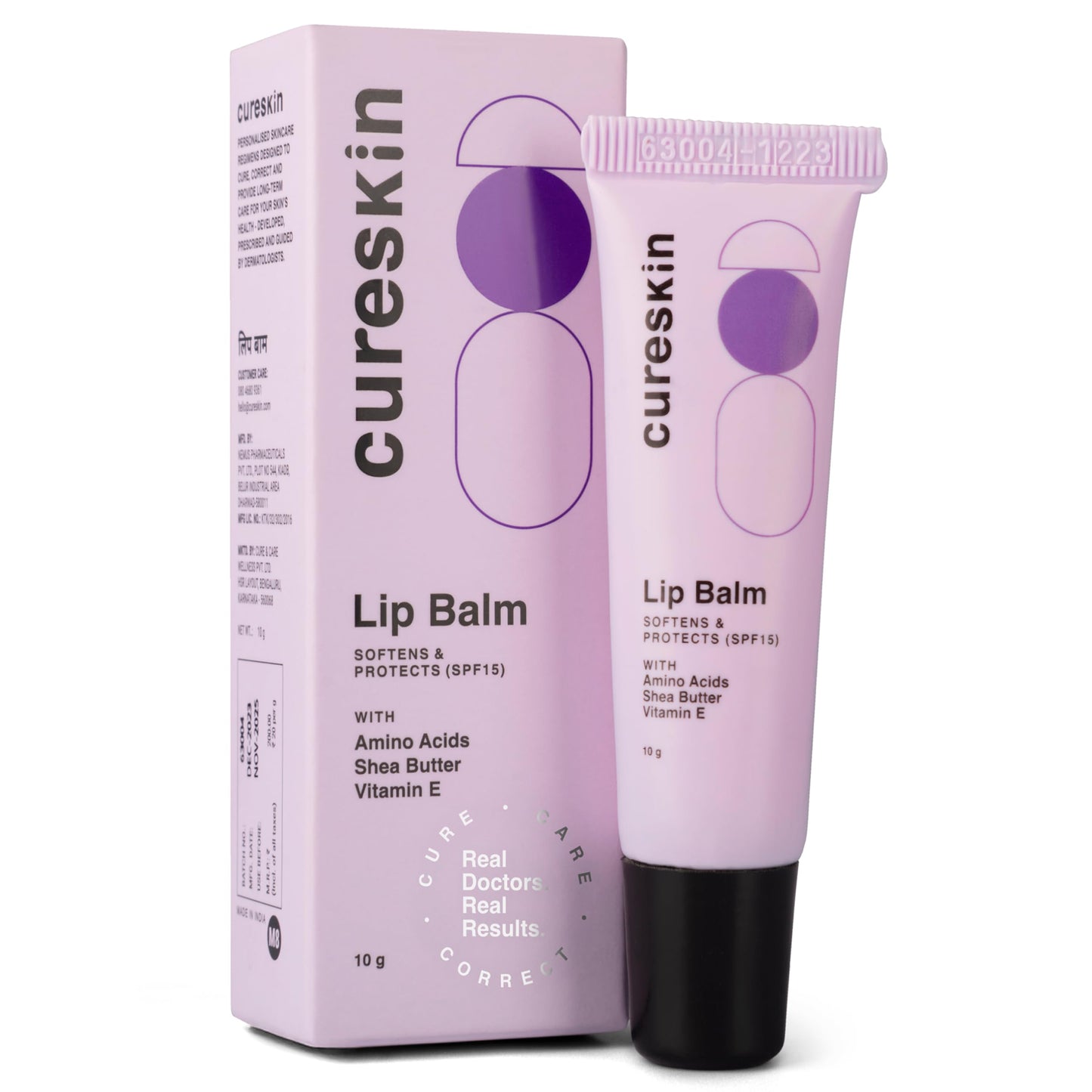 Cureskin Lip Balm with SPF 15, Amino Acids, Shea Butter and Vitamin E - Lip Care - SPF Lip Balm for Women and Men - Lip Lightening Balm for Dark Lips Beauty and Personal Care Cureskin
