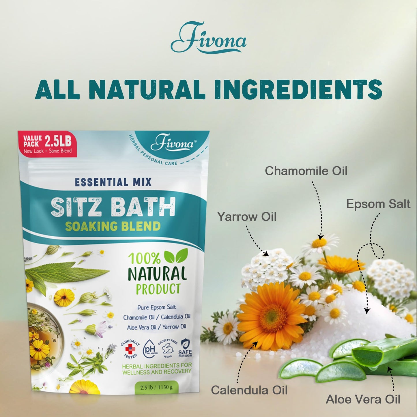 Hemorrhoid Treatment 40oz, Fivona Sitz Bath Salts, Postpartum Soaking Blend Epsom Salt with All Natural Oils for Self Care, Bartholin Cyst Treatment Beauty and Personal Care FIVONA