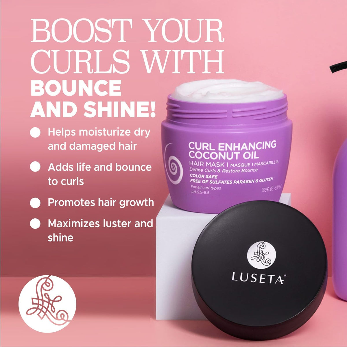 Luseta Curly Hair Mask with Coconut Oil for Curly & Wavy Hair 16.9 Oz