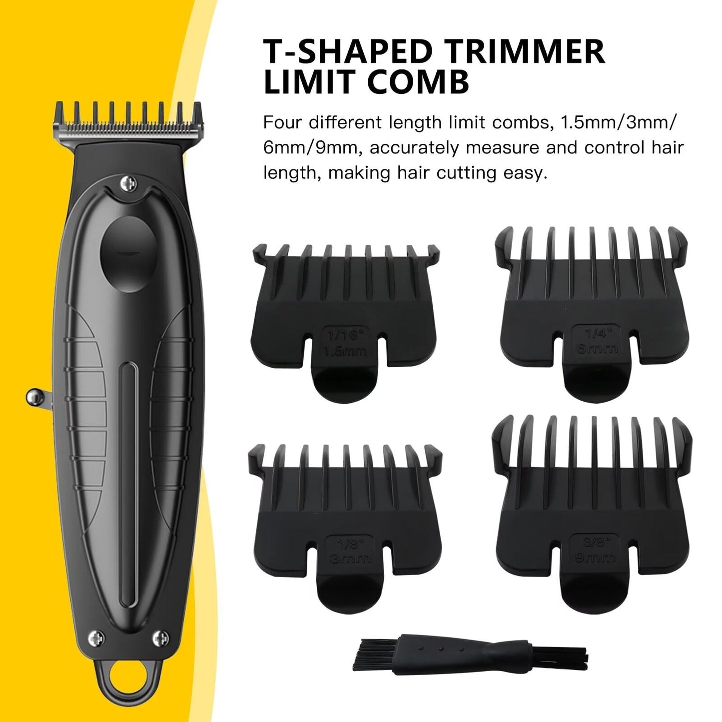 Replacement Trimmer Guards Cutting Lengths from 1/32"-3/8" Inch for Andis T Outliner #04710#04521 Blade Snap-on Attachment Combs Set, 5 Pcs Black Beauty and Personal Care GRABOTE