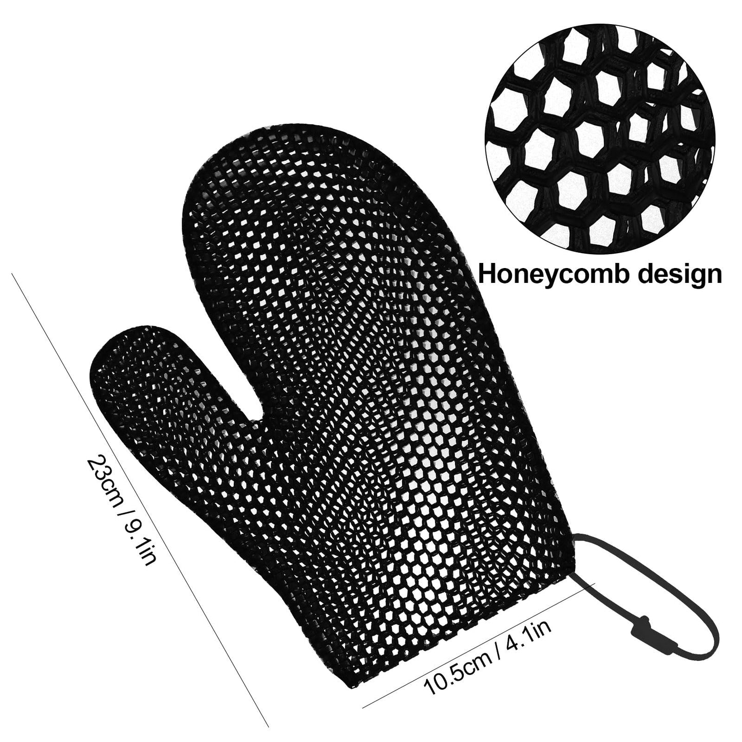 Honeycomb Exfoliating Bath Gloves - Microfiber for Enhanced Blood Circulation & Soft, Smooth Skin for All Skin Types (Black - Glove) Beauty and Personal Care Koqye