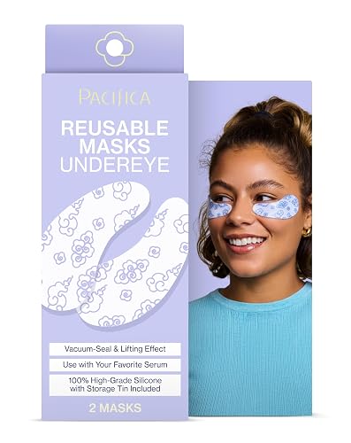 Pacifica Reusable Mask - Under Eye Mask Silicone Face Mask for Fine Lines & Dark Circles, Pair with Serum, Storage Tin Included, Vegan & Cruelty-Free Beauty & Personal Care Pacifica