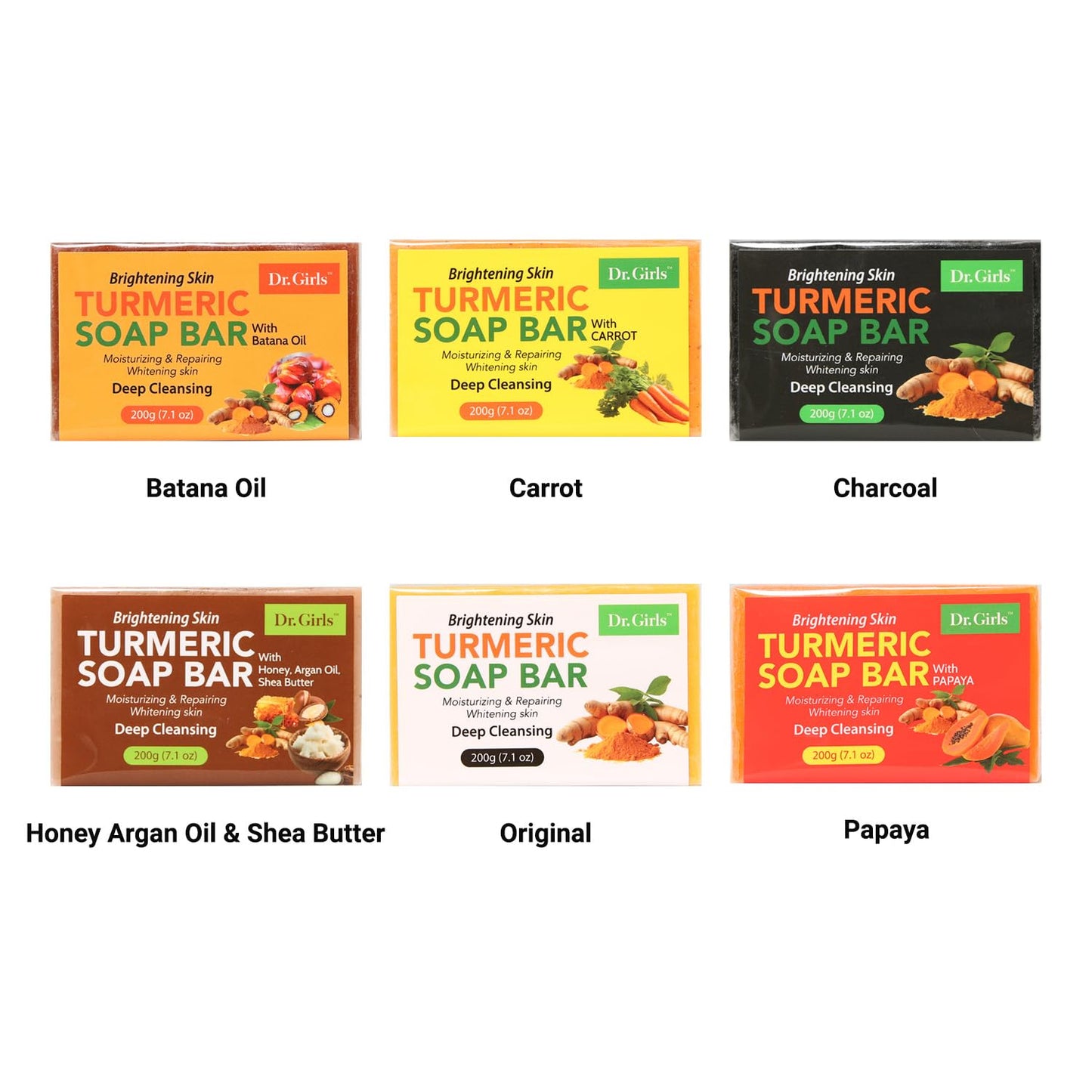 Dr.Girls Turmeric Deep Cleansing Soap Bar 7.1oz/ 200g (Papaya) Beauty & Personal Care Dr.Girls