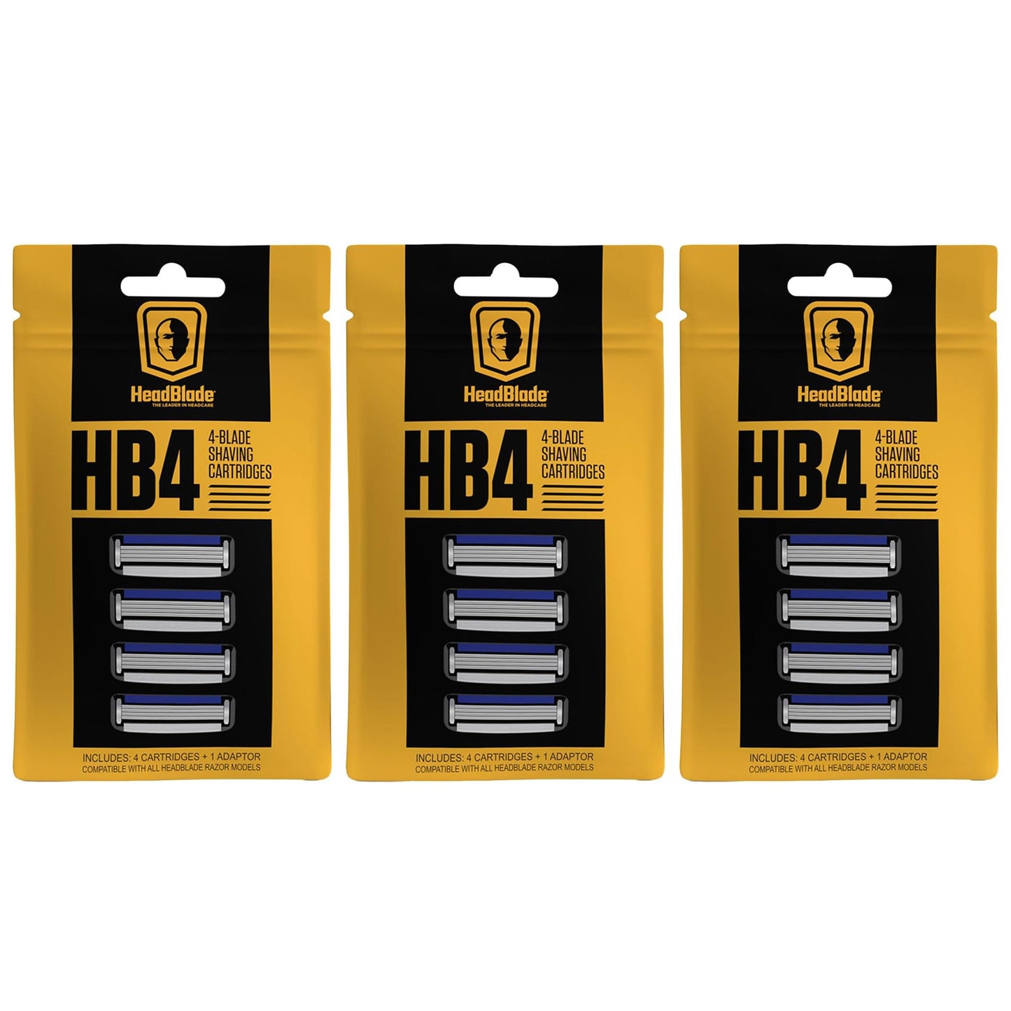 HeadBlade Men's HB4 Refill Shaving Razor Blades - 4 Stainless Steel Blades for No Tugging or Pulling, Shave Less, Works for Face, Body, and Scalp (12 Beauty and Personal Care HeadBlade