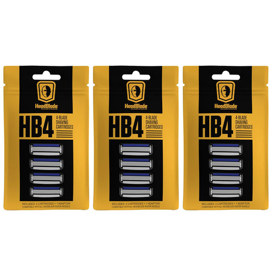 HeadBlade Men's HB4 Refill Shaving Razor Blades - 4 Stainless Steel Blades for No Tugging or Pulling, Shave Less, Works for Face, Body, and Scalp (12 Beauty and Personal Care HeadBlade