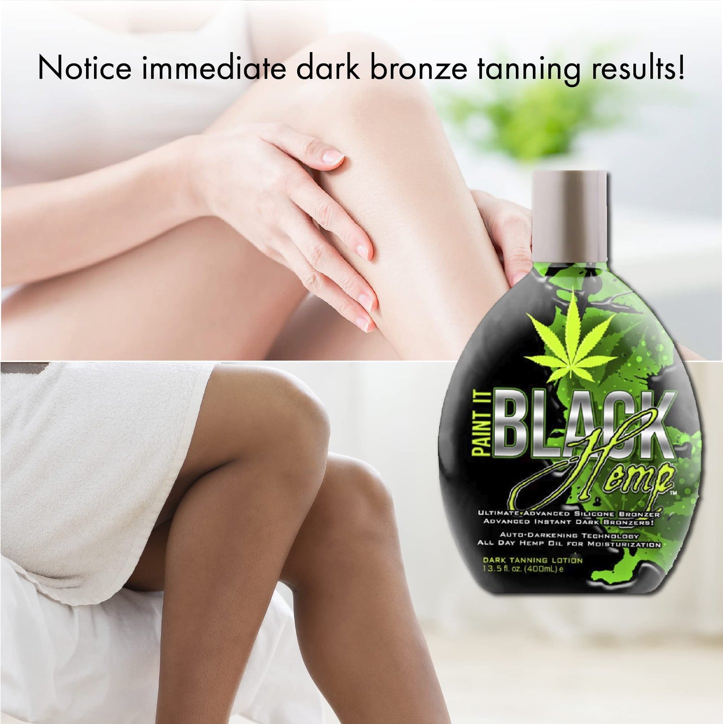 Millennium Tanning Products - Paint It Black Hemp Bronzer & Dark Tanning Lotion Accelerator for Indoor Tanning Beds & Outdoor Sun Tan - 13.5 fl. oz. Beauty & Personal Care Millennium Tanning